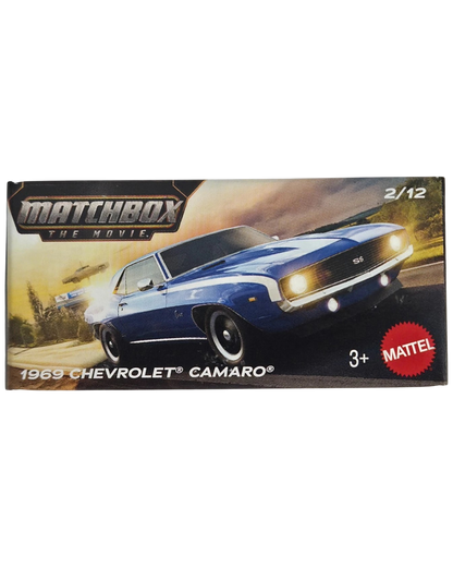 More Than Diecast Matchbox The Movie 1969 Chevrolet Camaro blue die-cast car in 1:64 scale packaging