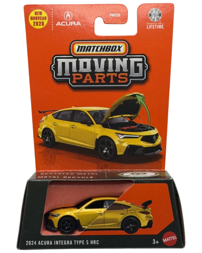 More Than Diecast Matchbox 2024 Acura Integra Type S HRC yellow die-cast car in original blister card packaging