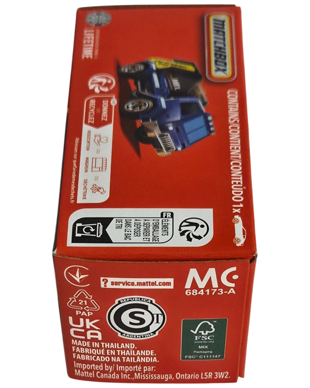 More Than Diecast Matchbox Bucket Tipper construction dump truck in original Power Grab packaging