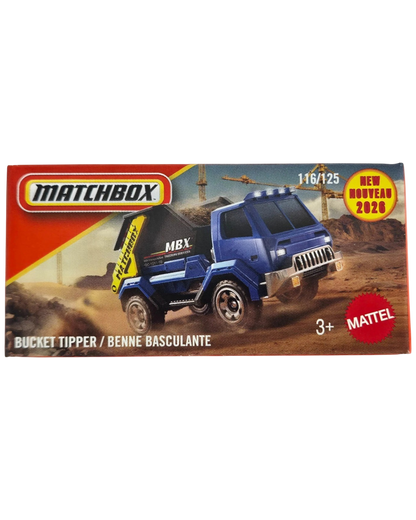 More Than Diecast Matchbox Bucket Tipper construction dump truck in 1:64 scale die-cast packaging