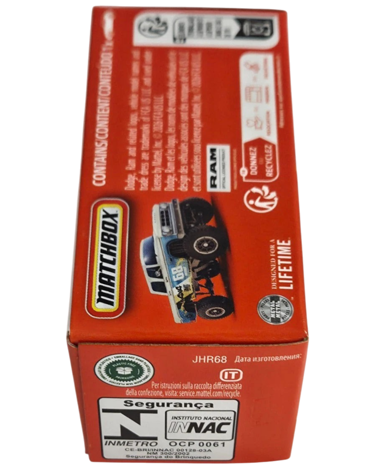 More Than Diecast Matchbox 1968 Dodge D-200 Adventure pickup truck packaging box showing side view of the vehicle