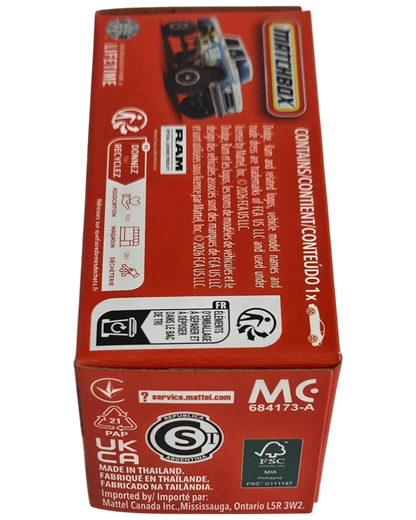 More Than Diecast Matchbox 1968 Dodge D-200 Adventure pickup truck packaging box side view
