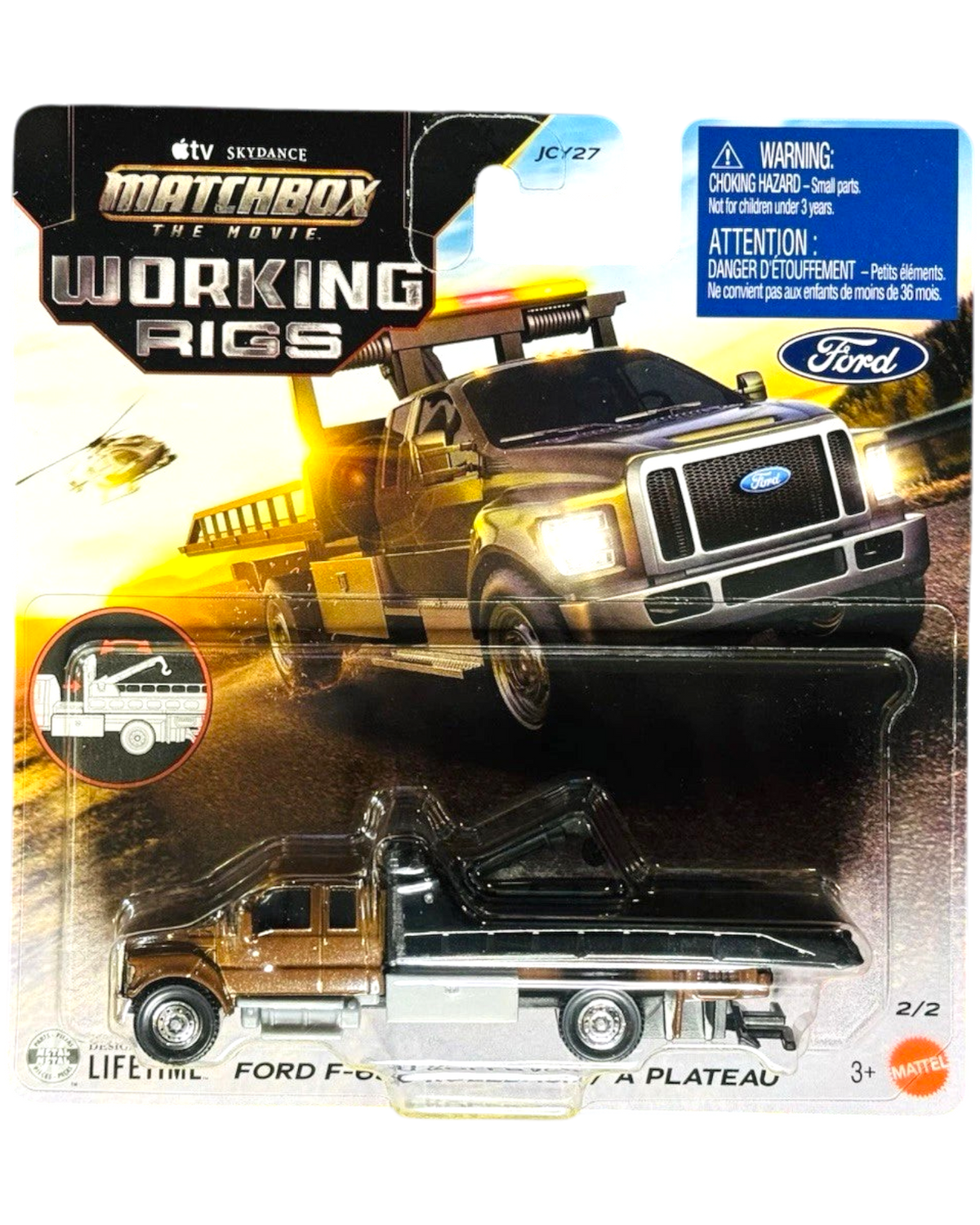 More Than Diecast Matchbox 2026 The Movie Working Rigs Ford F-650 brown rollback tow truck in original packaging