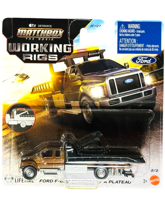 More Than Diecast Matchbox 2026 The Movie Working Rigs Ford F-650 brown rollback tow truck in original packaging