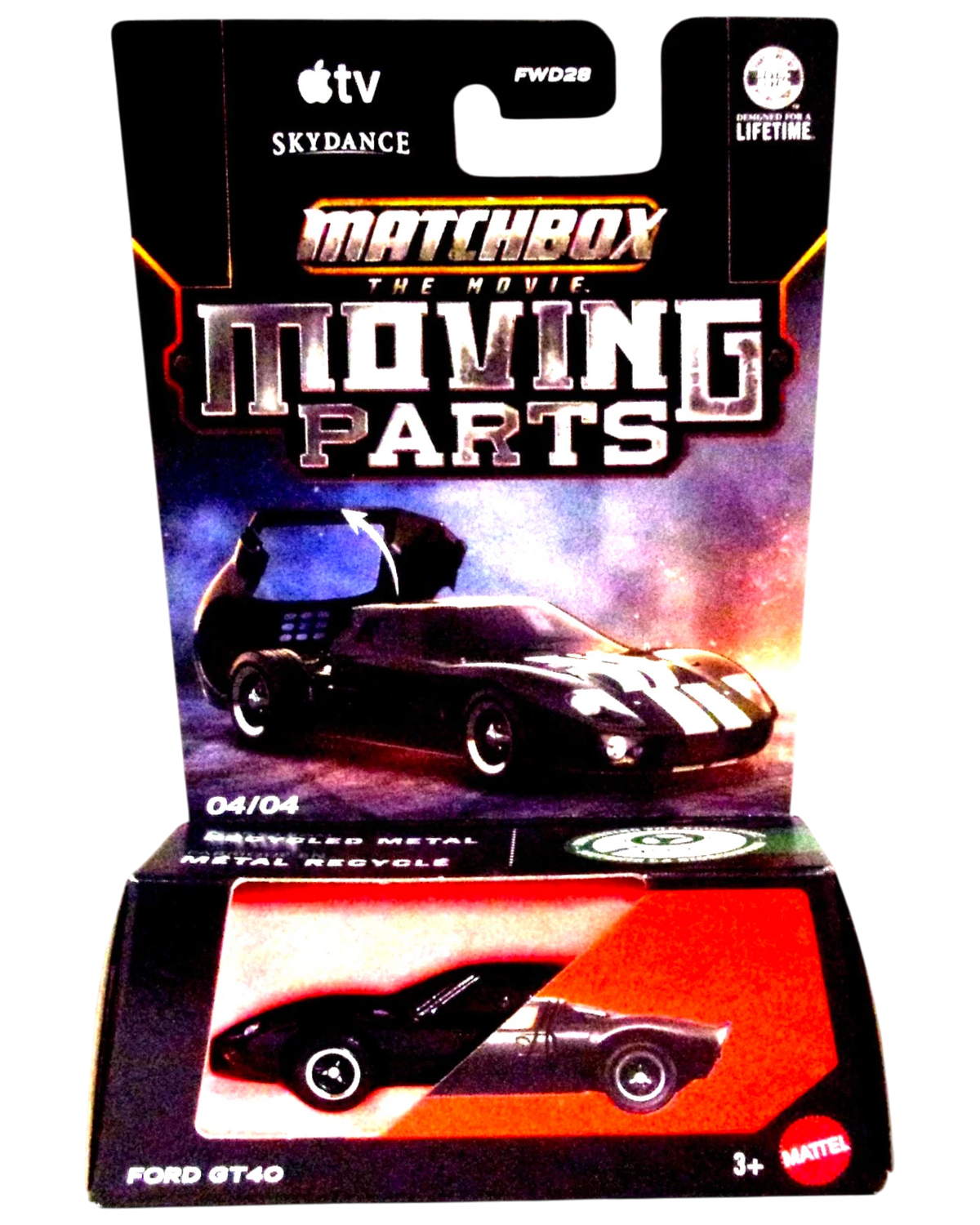 More Than Diecast Matchbox Moving Parts Ford GT40 black die-cast car in original blister pack packaging