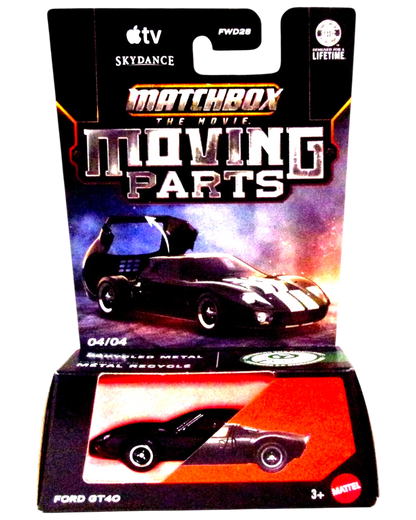 More Than Diecast Matchbox Moving Parts Ford GT40 black die-cast car in original blister pack packaging