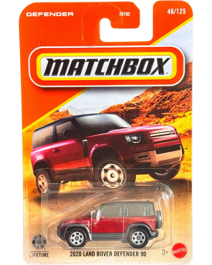 More Than Diecast 2026 Matchbox 2020 Land Rover Defender 90 1:64 scale die-cast car in red on blister card packaging