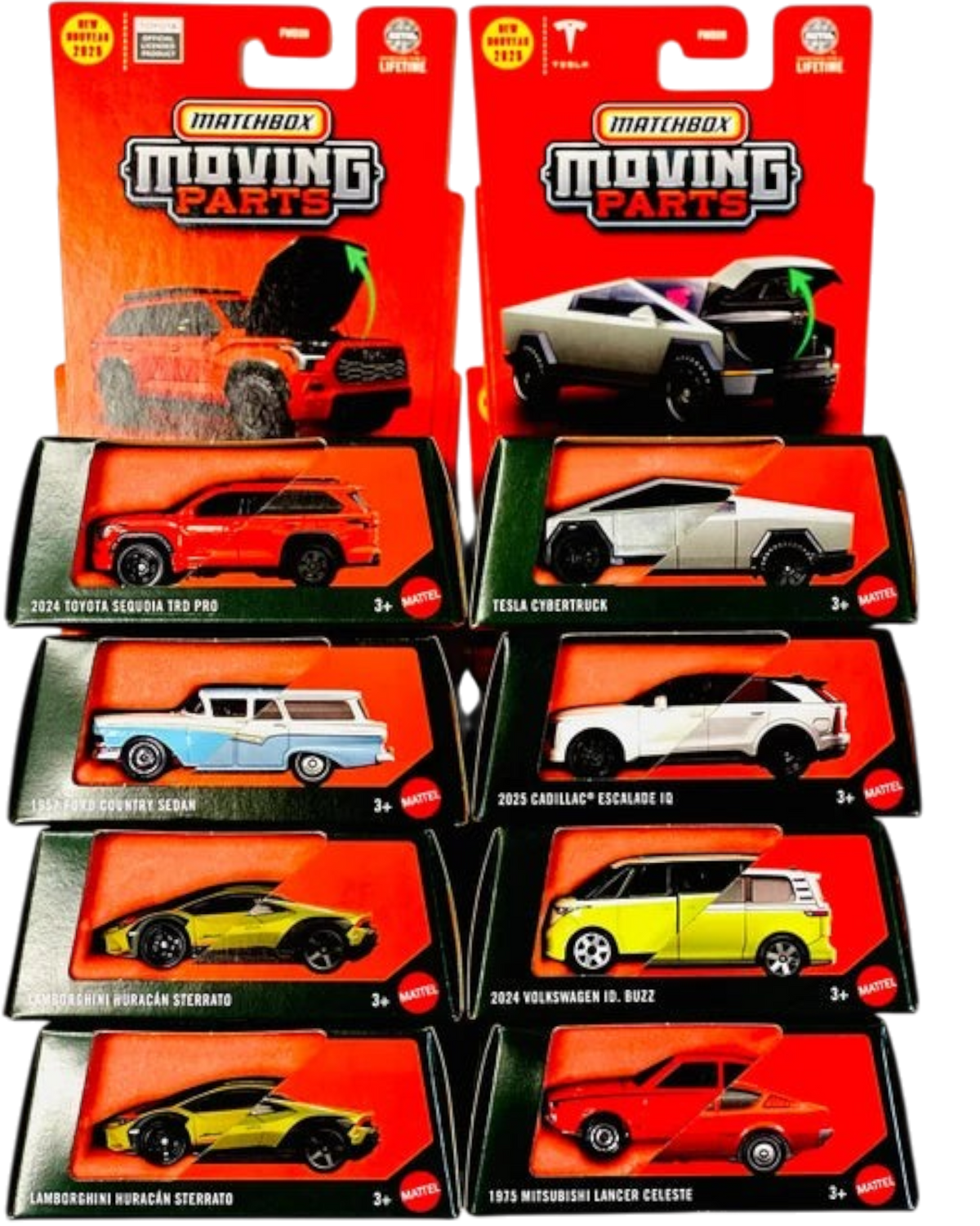 More Than Diecast Matchbox 2025 Moving Parts Case H factory sealed 8-car set featuring various die-cast vehicles.