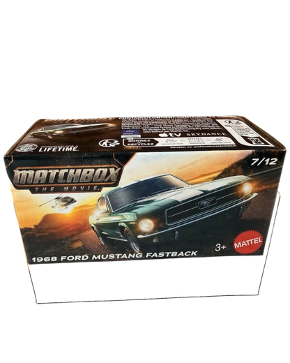 More Than Diecast Matchbox The Movie 1968 Ford Mustang Fastback green die-cast car in original packaging