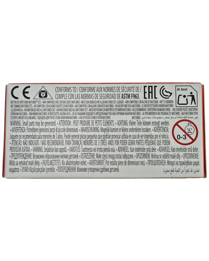 More Than Diecast Matchbox Bucket Tipper toy packaging back with safety warnings and compliance information