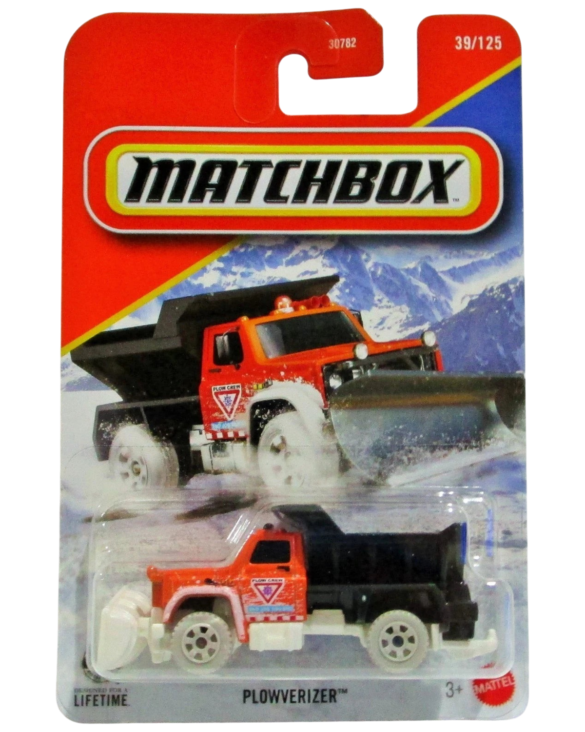 More Than Diecast Matchbox 2026 Plowverizer orange snow plow truck in original blister card packaging