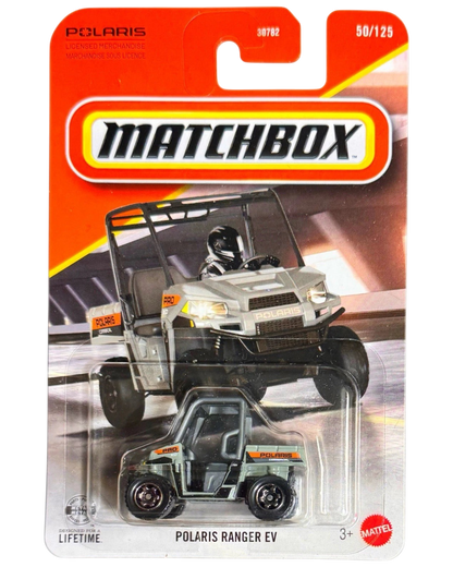 More Than Diecast Matchbox 1:64 scale white Polaris Ranger EV UTV toy vehicle in original blister card packaging