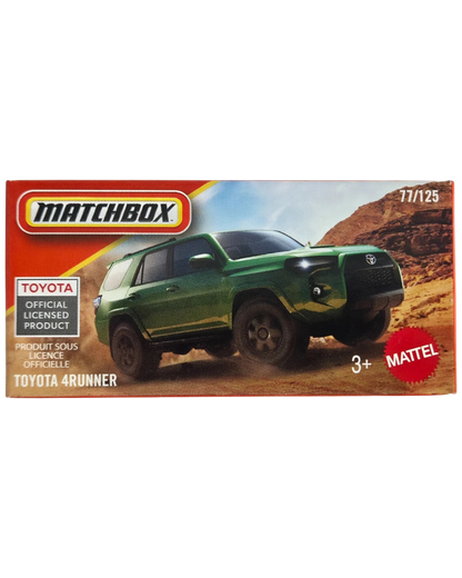 More Than Diecast Matchbox Toyota 4Runner die-cast SUV in green, featuring MBX Adventure packaging design.