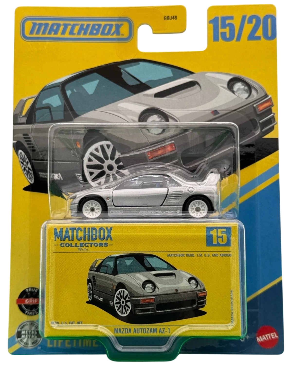 More Than Diecast 1992 Mazda Autozam AZ-1 1:64 scale silver diecast car in original Matchbox Collectors packaging