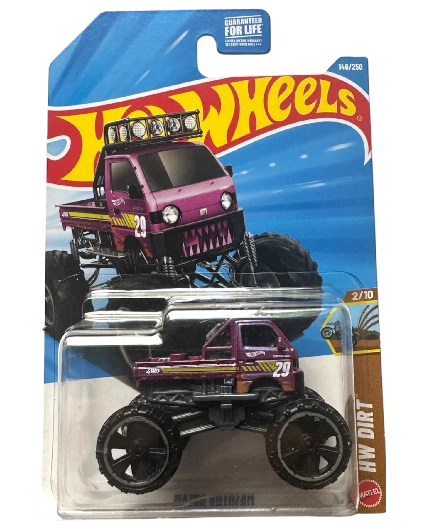 More Than Diecast Hot Wheels Mazda Autozam 1:64 die-cast truck in purple with off-road tires and roof light bar