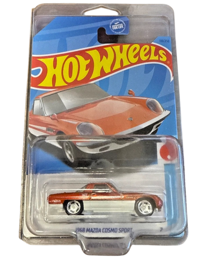 More Than Diecast 2022 Hot Wheels 68 Mazda Cosmo Sport Super Treasure Hunt in orange and white with Real Riders wheels