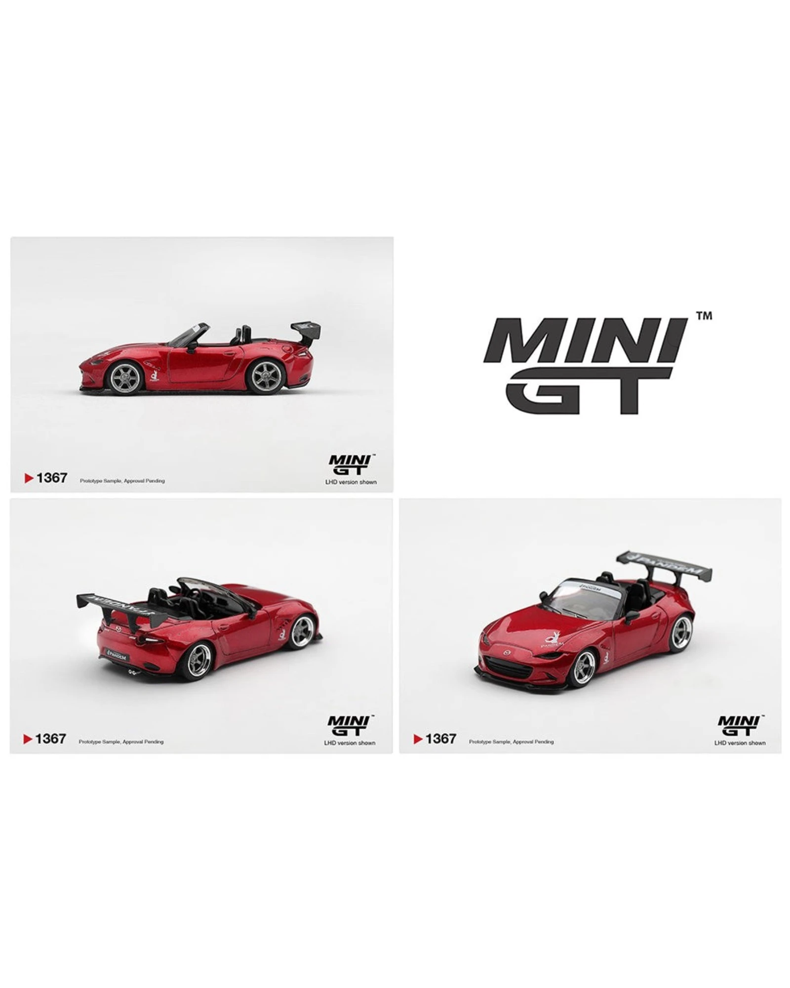 More Than Diecast Mini GT 1:64 Mazda Miata MX-5 ND Pandem in Kodo Red with wide-body kit and rear wing