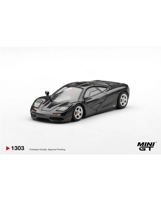 More Than Diecast Mini GT 1:64 scale McLaren F1 in blue-black metallic. Limited edition diecast model car.
