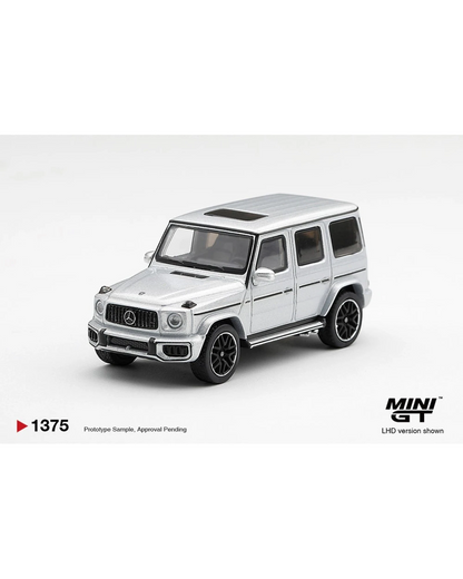 More Than Diecast Mini GT 1:64 scale Mercedes-AMG G 63 diecast model car in silver metallic with black wheels