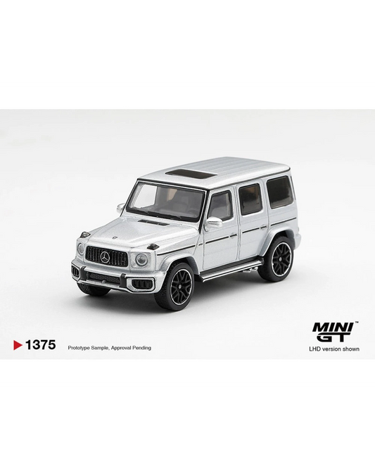 More Than Diecast Mini GT 1:64 scale Mercedes-AMG G 63 diecast model car in silver metallic with black wheels