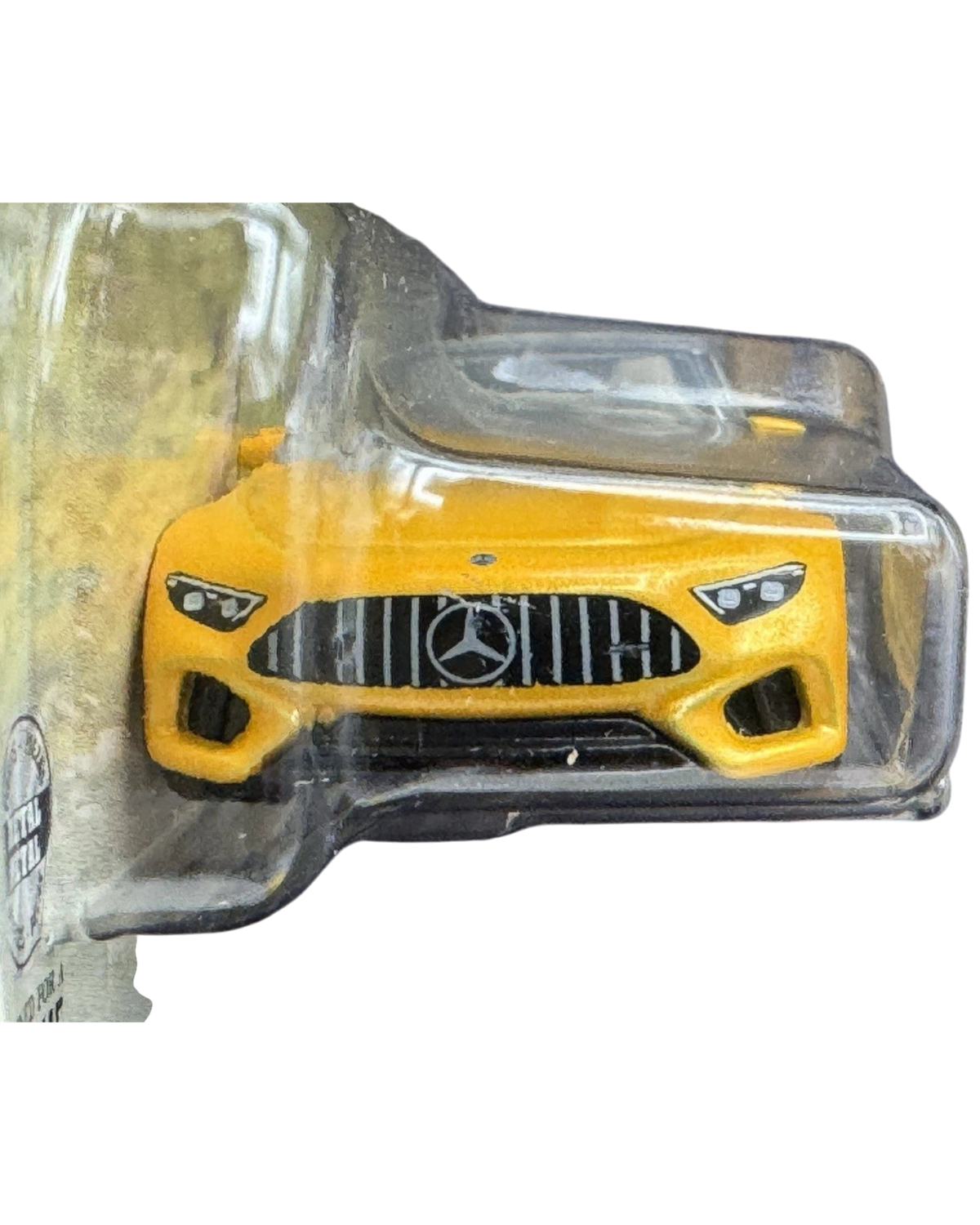More Than Diecast Matchbox Mercedes-AMG SL 63 in bright yellow, 1:64 scale die-cast car in original blister packaging.