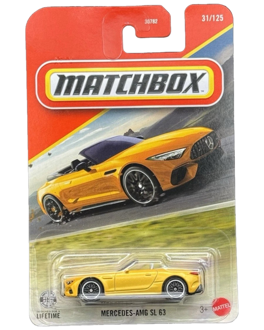 More Than Diecast Matchbox Mercedes-AMG SL 63 yellow 1:64 scale die-cast car in original blister card packaging