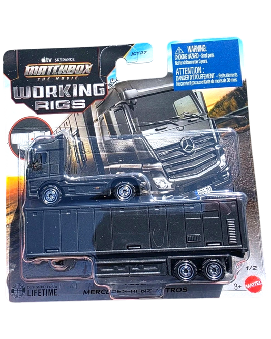 More Than Diecast Matchbox Mercedes-Benz Actros trailer truck from The Movie Working Rigs series in 1:64 scale.