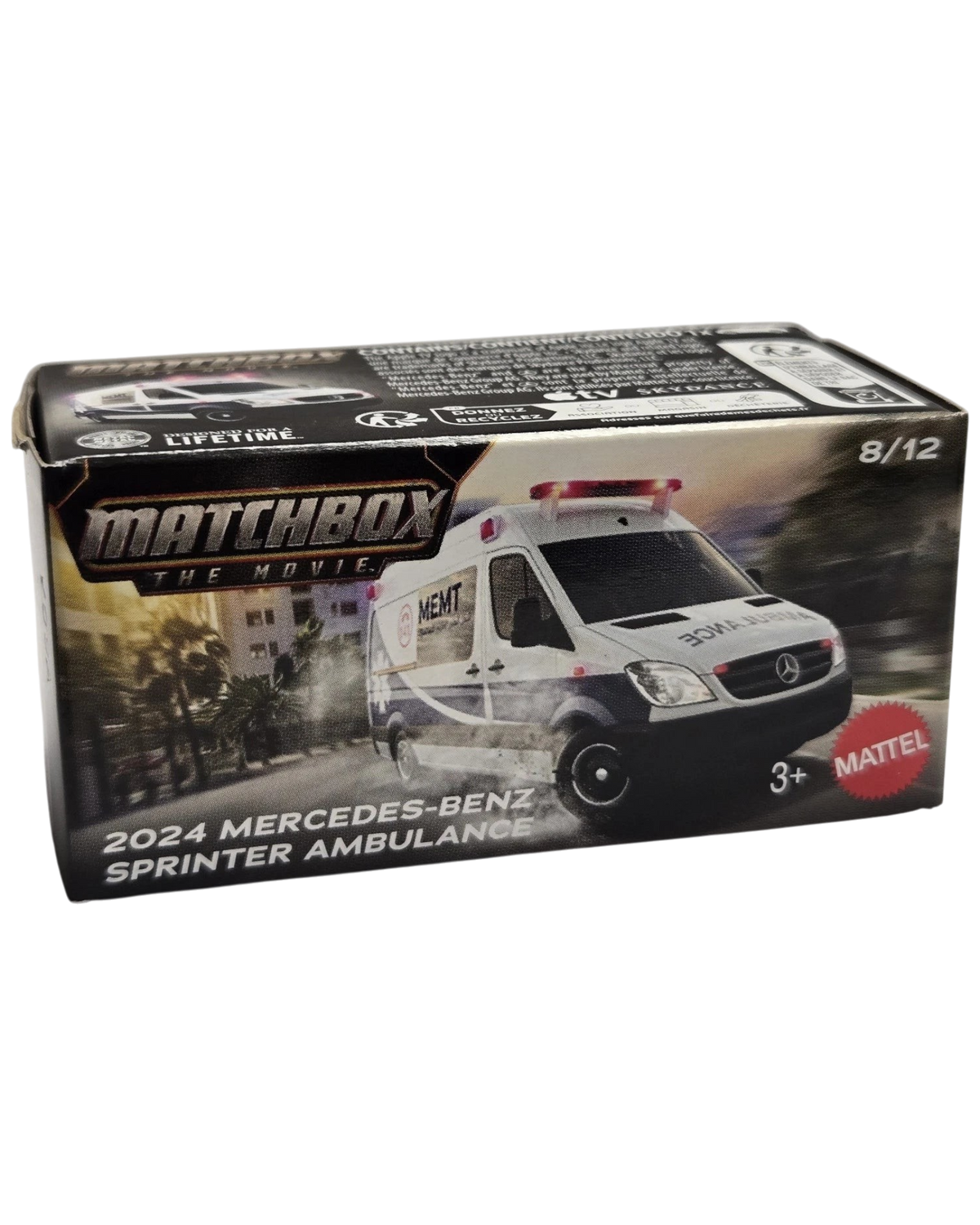 More Than Diecast Matchbox The Movie 2024 Mercedes-Benz Sprinter Ambulance die-cast toy in packaging