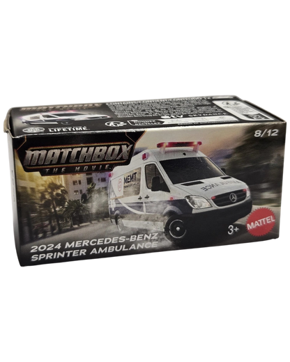 More Than Diecast Matchbox The Movie 2024 Mercedes-Benz Sprinter Ambulance die-cast toy in packaging
