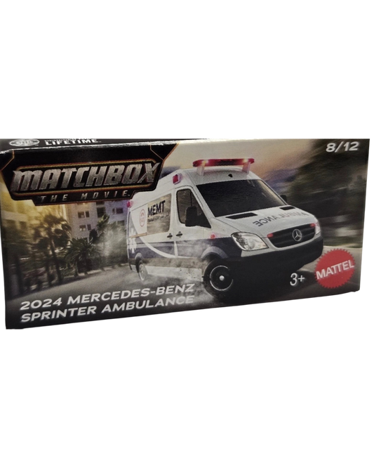 More Than Diecast Matchbox The Movie 2024 Mercedes-Benz Sprinter Ambulance die-cast toy van in original packaging