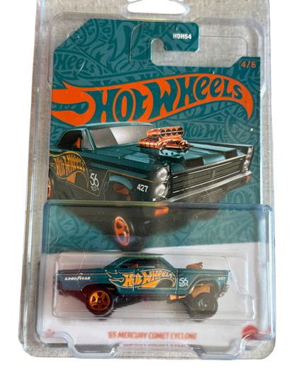 More Than Diecast Hot Wheels 65 Mercury Comet Cyclone 56th Anniversary edition in teal with orange wheels on card