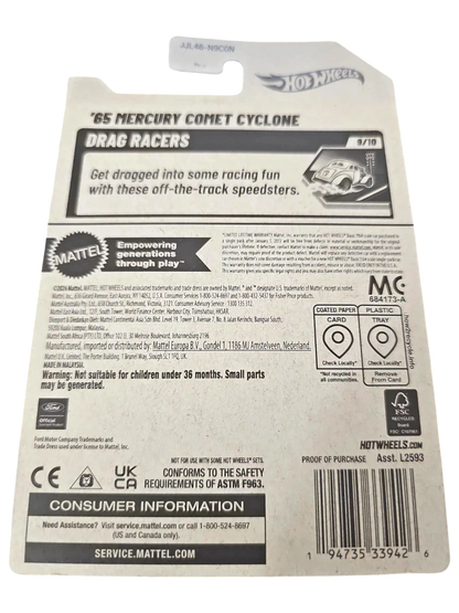 More Than Diecast Hot Wheels 2026 65 Mercury Comet Cyclone Drag Racers packaging back view