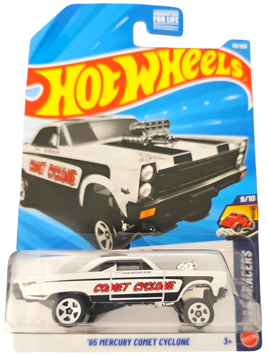 More Than Diecast 2026 Hot Wheels '65 Mercury Comet Cyclone white die-cast drag racer car in original blister packaging