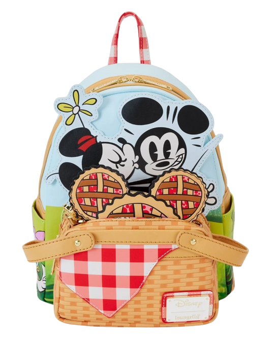 More Than Diecast Loungefly Mickey and Friends picnic mini-backpack with basket front and strawberry pie coin bag