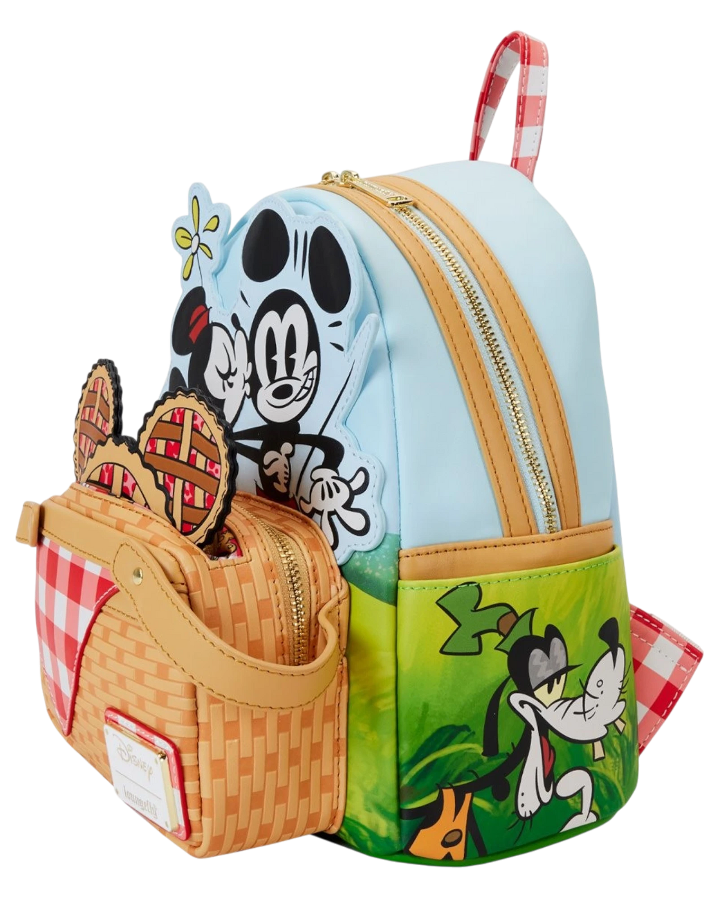 More Than Diecast Loungefly Mickey and Friends picnic basket mini-backpack with removable strawberry-scented pie bag