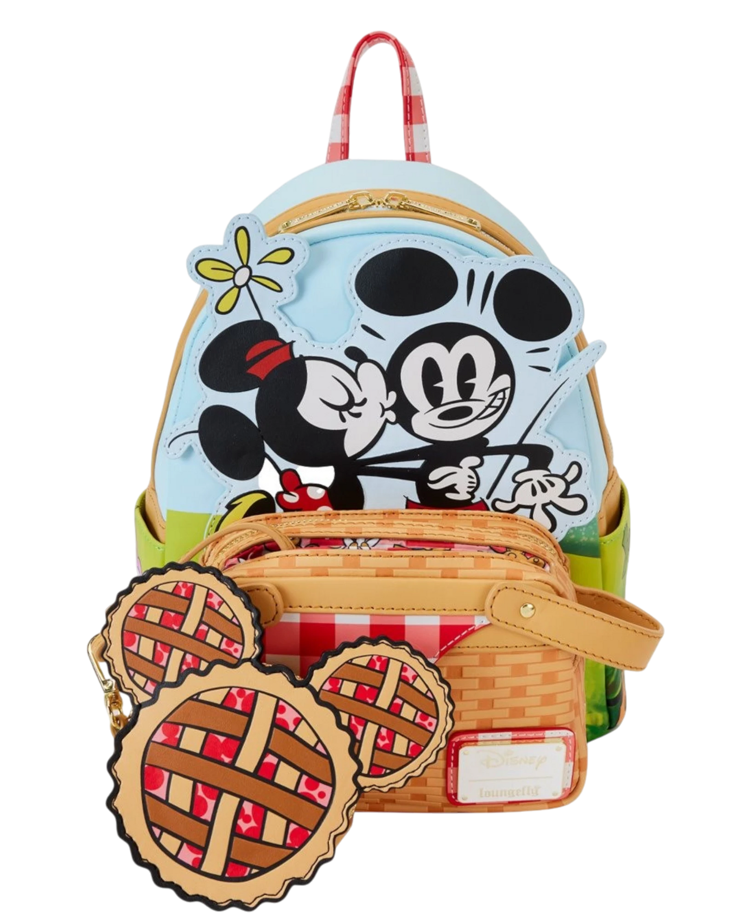 More Than Diecast Loungefly Mickey and Friends picnic mini-backpack with removable strawberry-scented pie coin bag