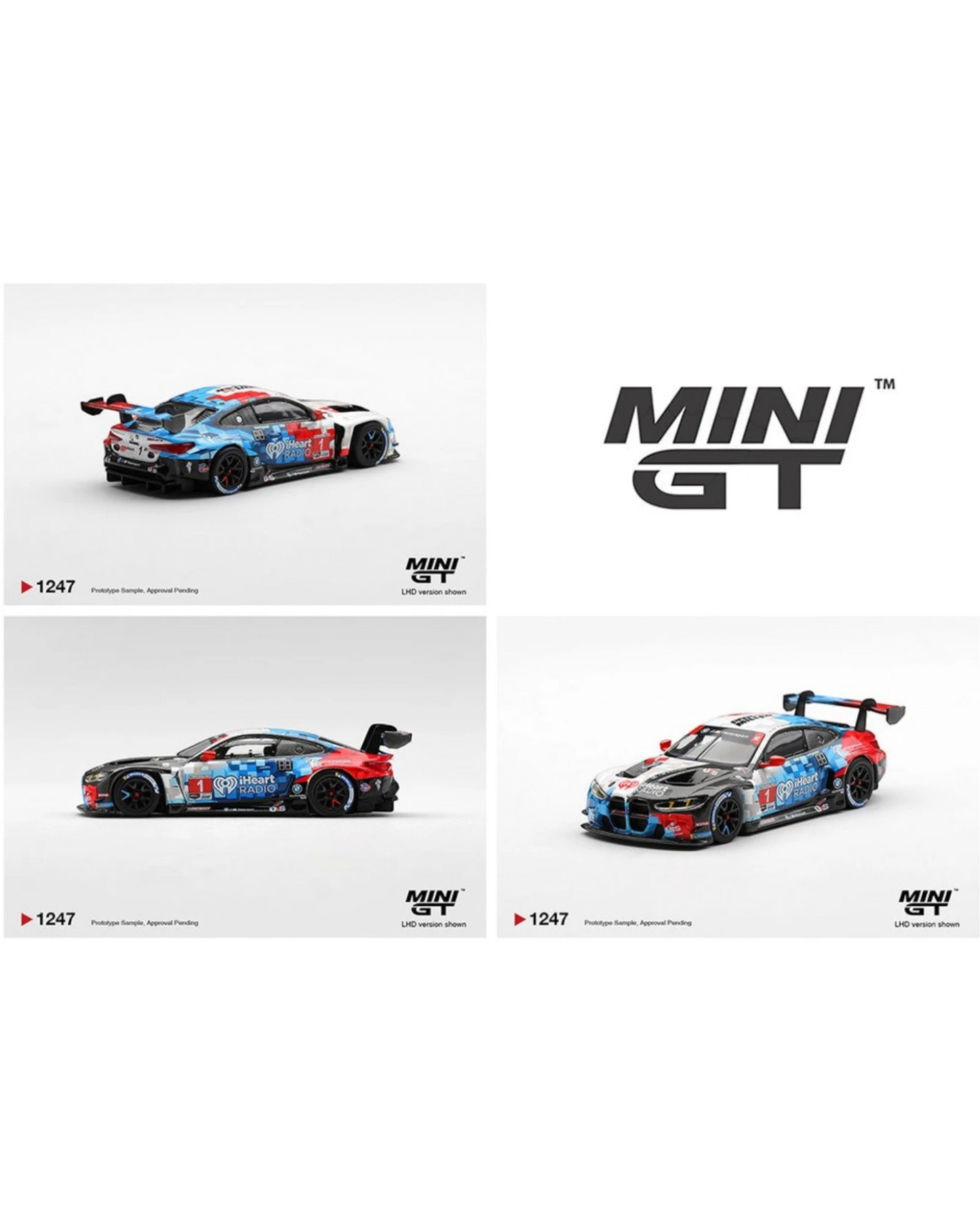 More Than Diecast Mini GT 1:64 BMW M4 GT3 EVO #1 Paul Miller Racing diecast model car with blue, red, and white livery.