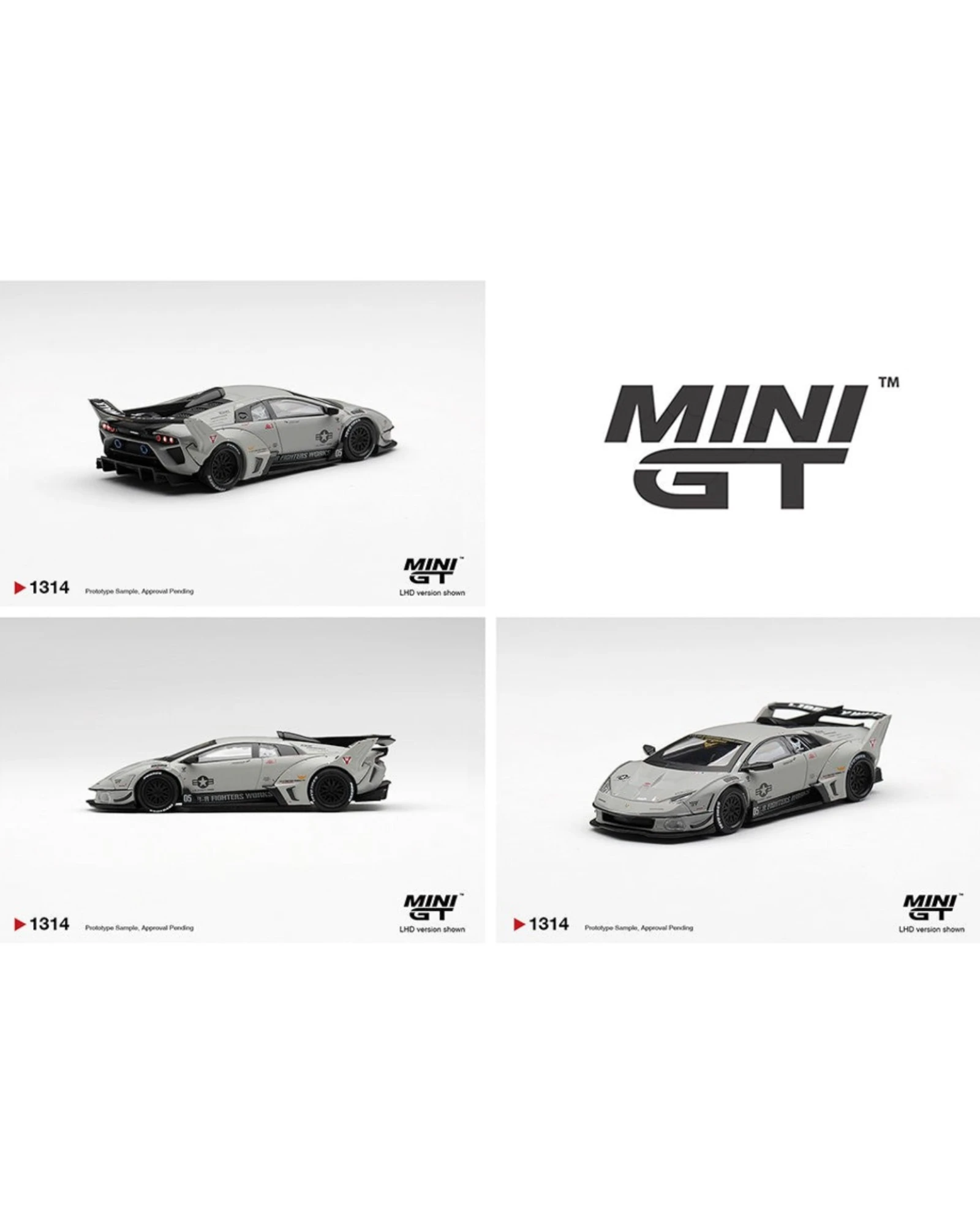 More Than Diecast Mini GT 1:64 scale grey Lamborghini LB-Silhouette WORKS MURCIELAGO GT Evo Fighter model car.