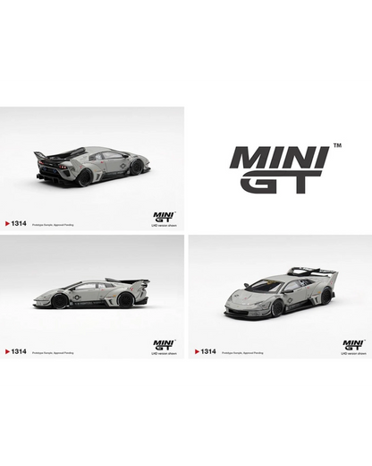 More Than Diecast Mini GT 1:64 scale grey Lamborghini LB-Silhouette WORKS MURCIELAGO GT Evo Fighter model car.