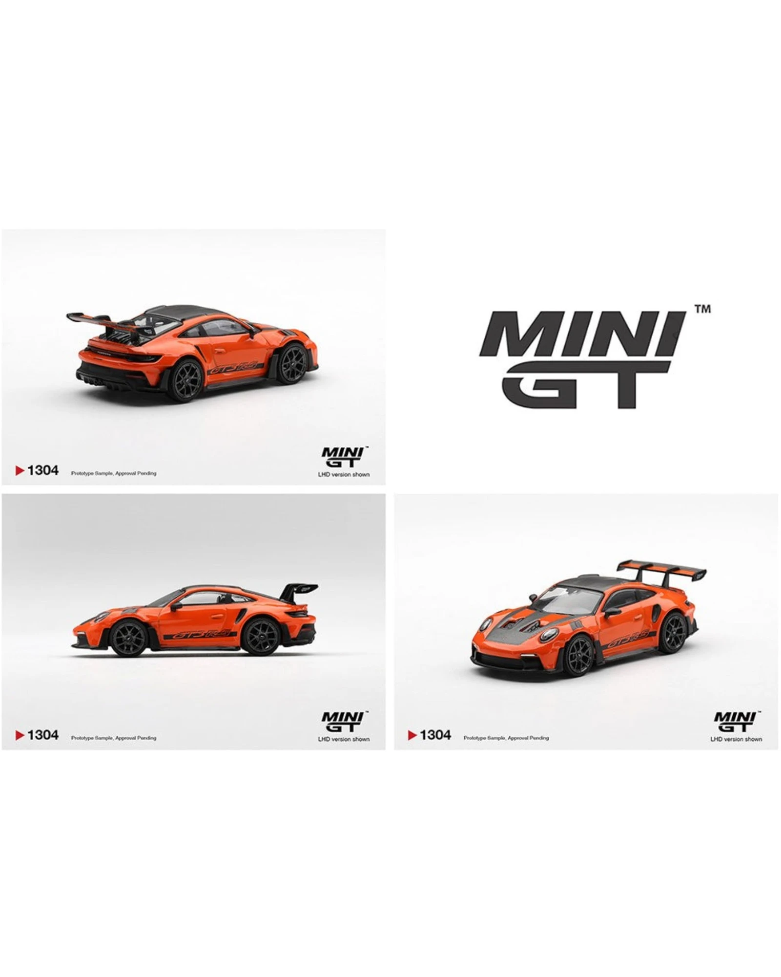 More Than Diecast Mini GT 1:64 scale Gulf Orange Porsche 911 GT3 RS Weissach Package model car.