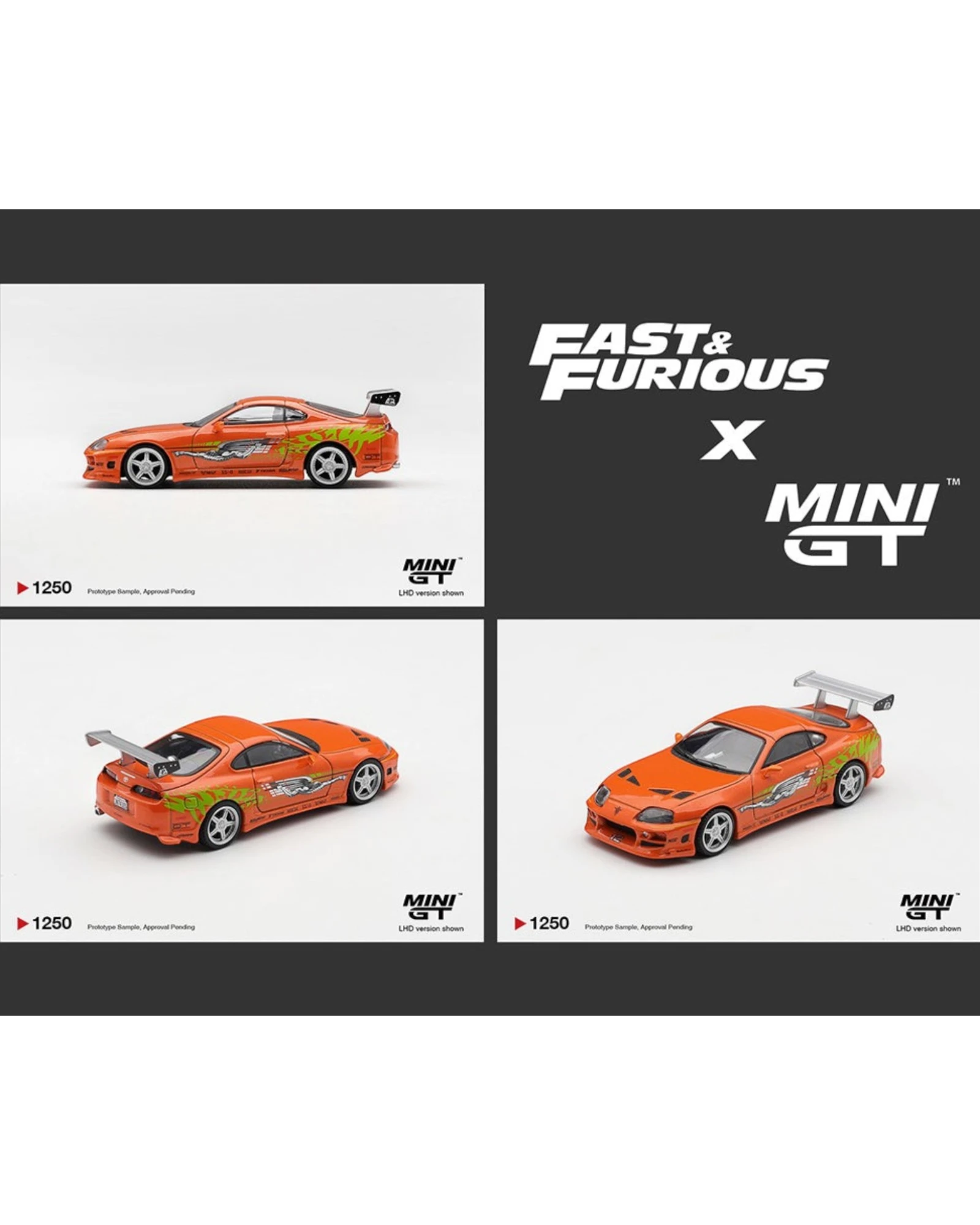 More Than Diecast Mini GT 1:64 scale orange Toyota Supra BOMEX Fast & Furious Brian O’Conner diecast car