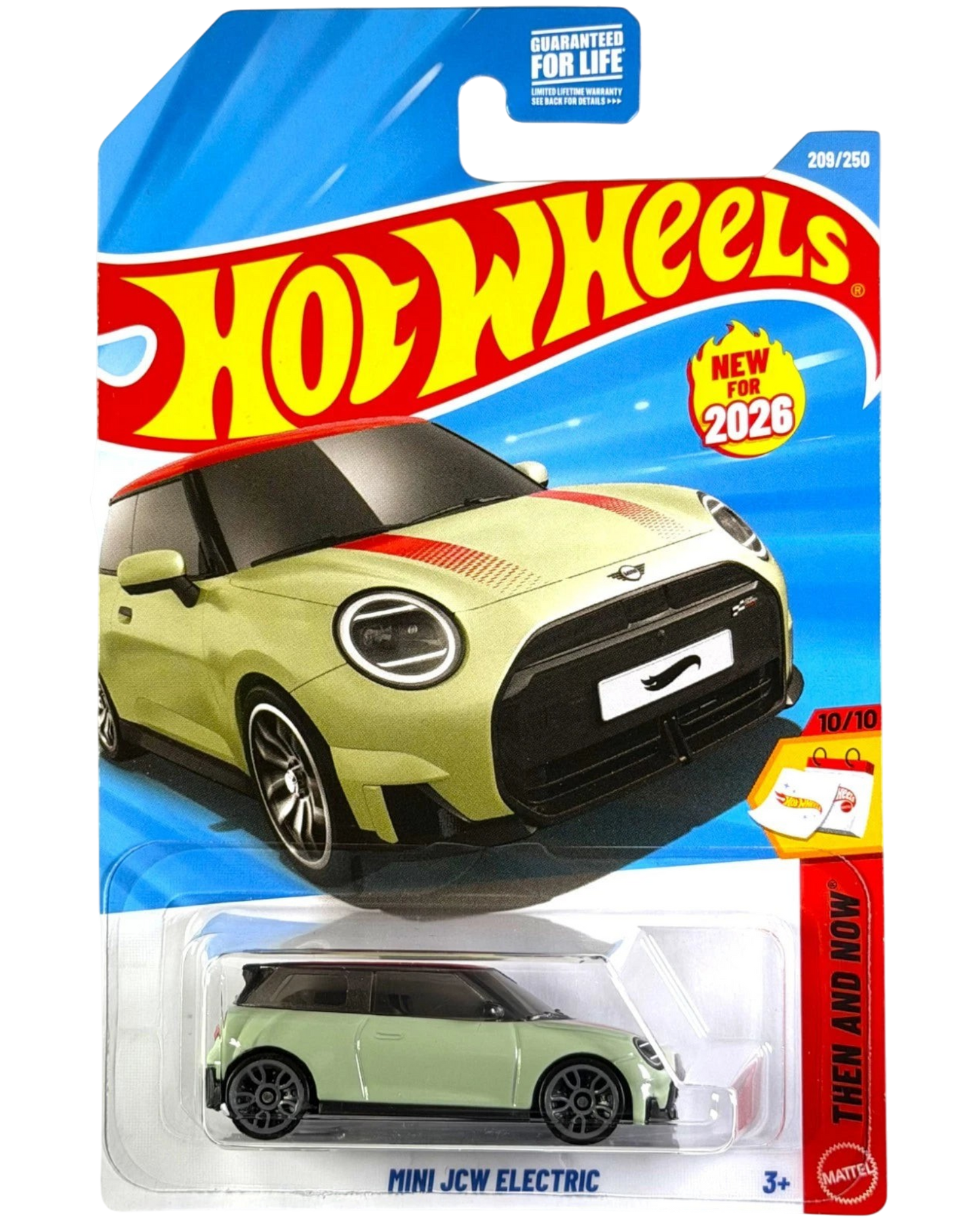 More Than Diecast Hot Wheels 2026 Mini JCW Electric die-cast car in light green on an international card