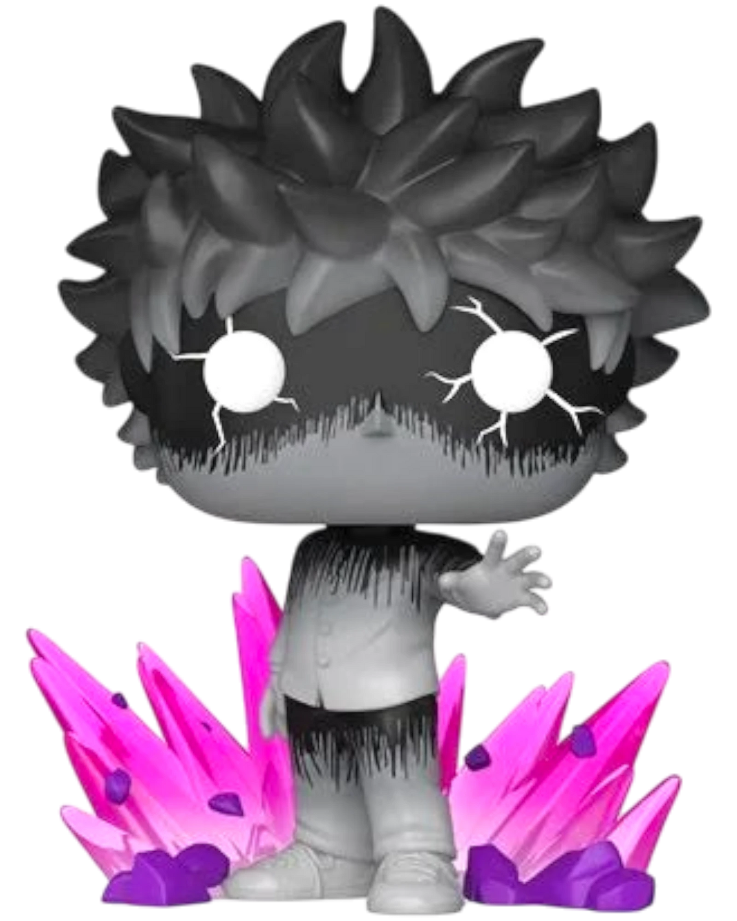 More Than Diecast Mob Psycho 100 Mob Funko Pop! Vinyl Figure #2406, glow-in-the-dark, with pink crystal base.
