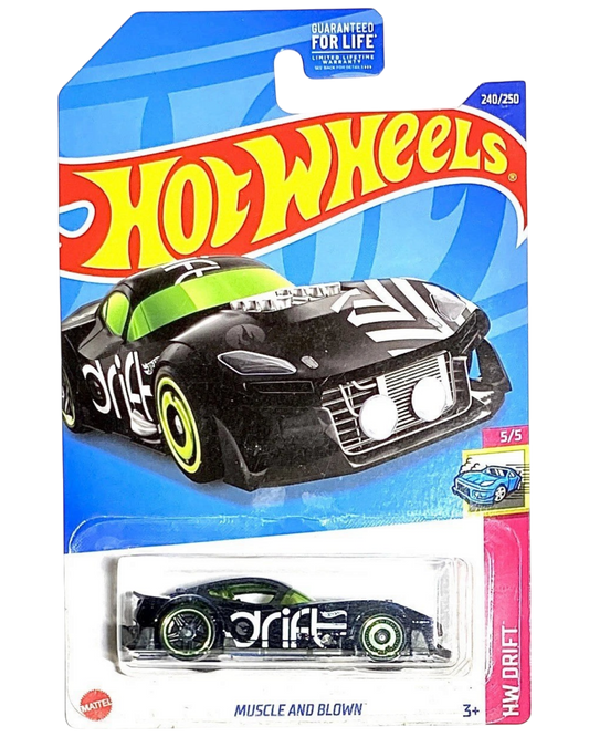 More Than Diecast 2022 Hot Wheels Treasure Hunt Muscle and Blown black drift car in original blister card packaging