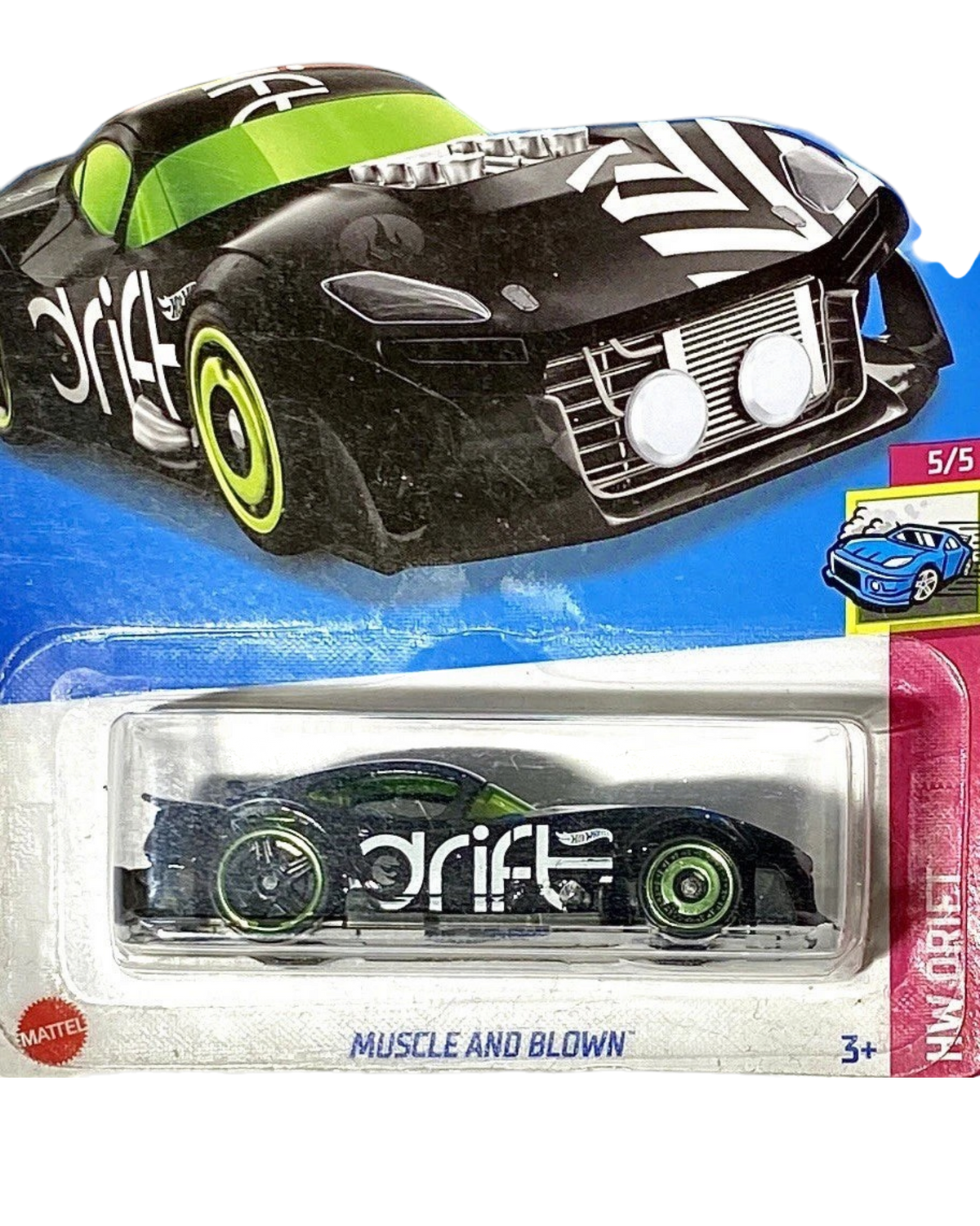 More Than Diecast 2022 Hot Wheels Treasure Hunt Muscle and Blown black drift car in original blister packaging
