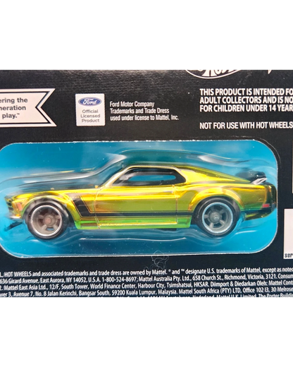 More Than Diecast 2023 Hot Wheels RLC 1970 Mustang Boss 302 in SpectraFlame yellow with Real Riders wheels