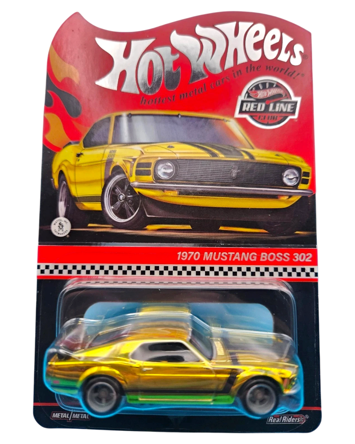 More Than Diecast 2023 Hot Wheels RLC 1970 Mustang Boss 302 in SpectraFlame yellow with Real Riders wheels