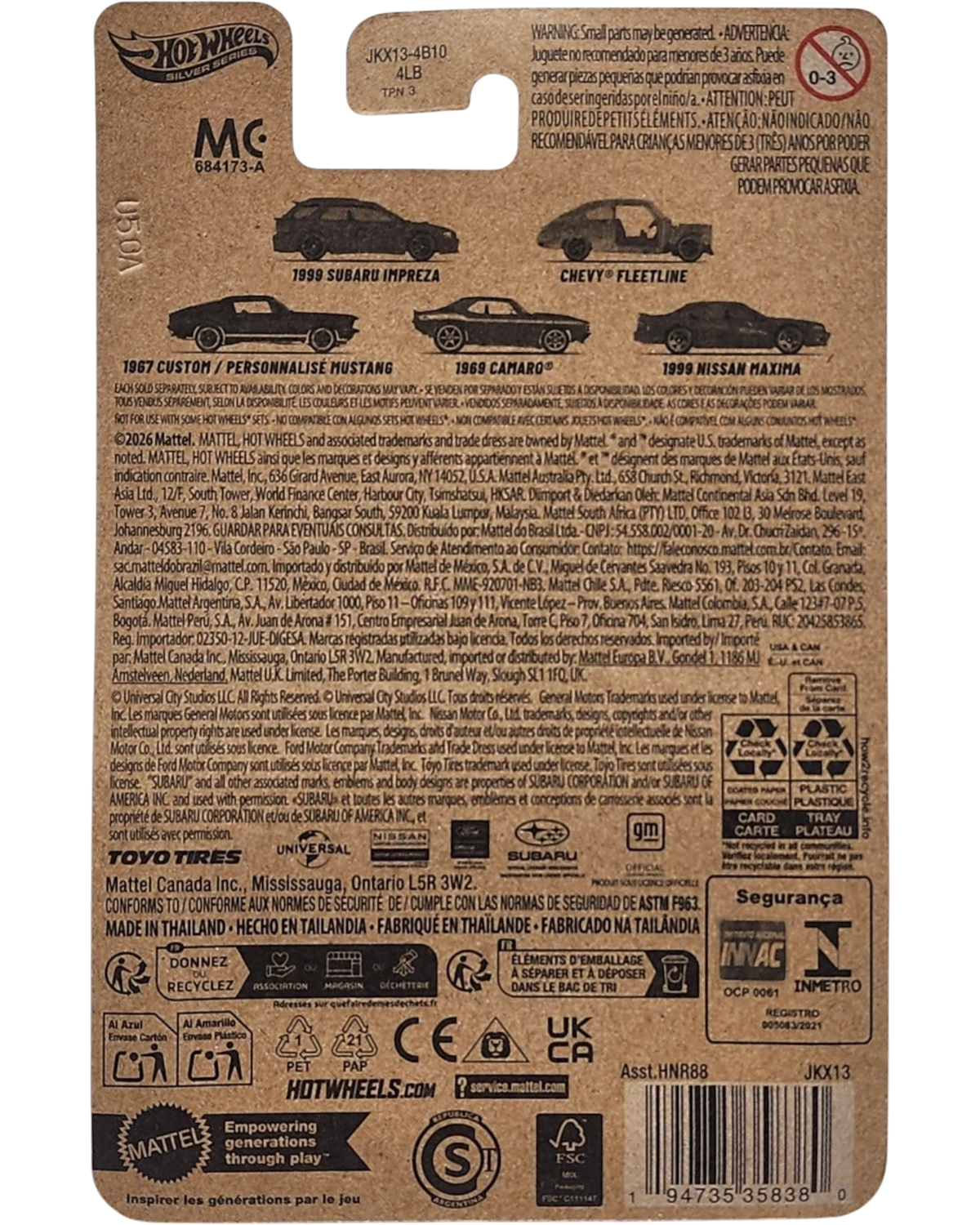 More Than Diecast Hot Wheels Fast & Furious Silver Series 1967 Custom Mustang packaging back view