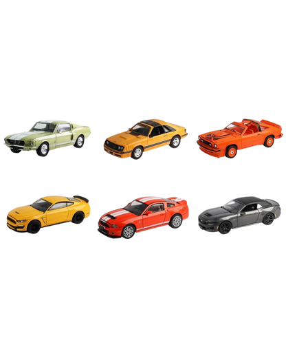 More Than Diecast GreenLight Mustang Stampede Series 2 set featuring six 1:64 scale Ford die-cast model cars.