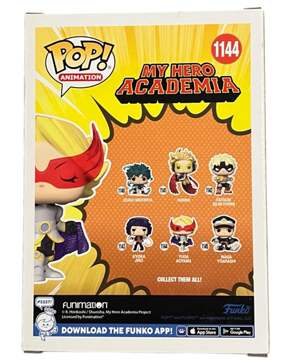 More Than Diecast My Hero Academia Funko Pop! Animation Yuga Aoyama #1144 vinyl figure box. Features Yuga Aoyama in his hero costume.